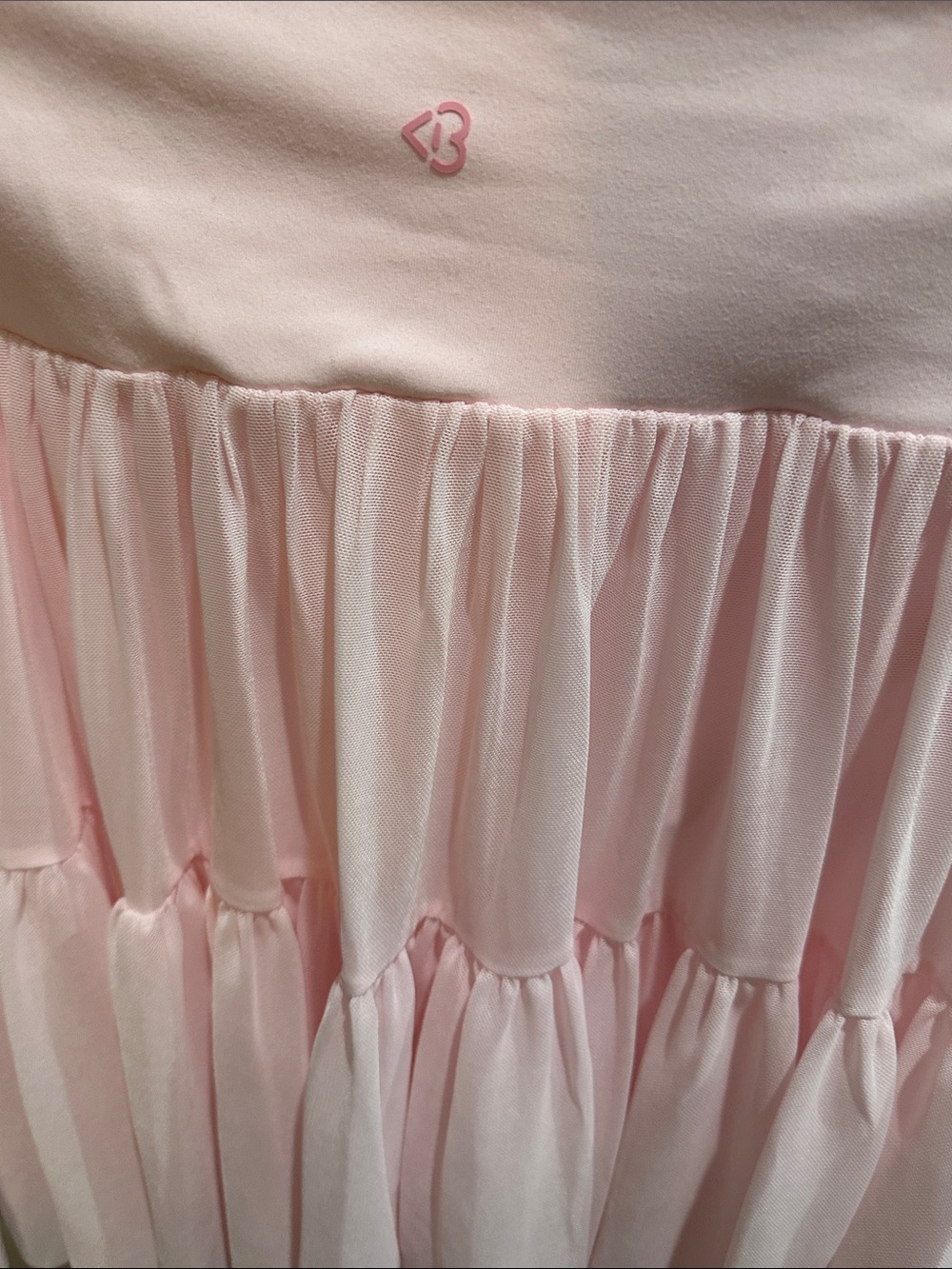 Women's Light Pink Tiered Mini Skirt with Crossover Waistband - Picture 4 of 4
